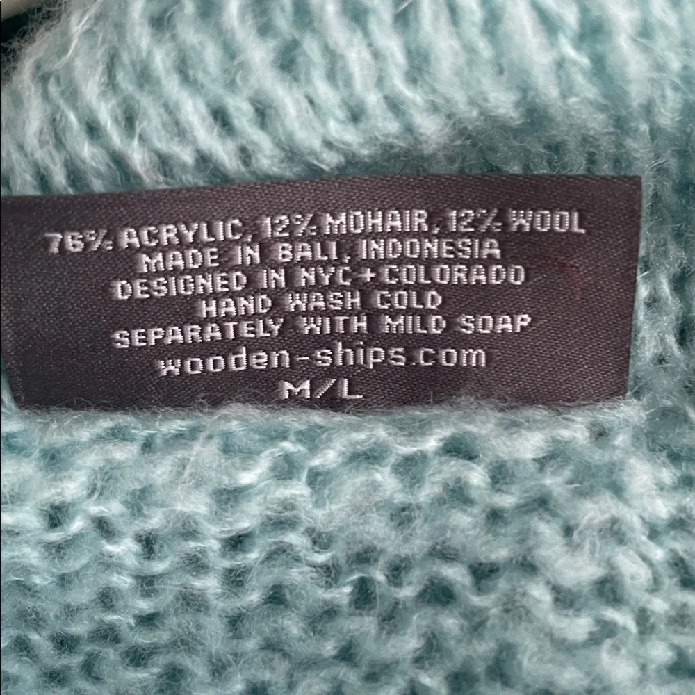 Wooden Ships by Paola Buendia Aqua Blue V-Neck Sweater - Picture 4 of 4